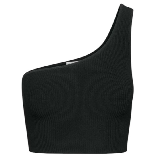 ARITZIA BABATON Black Sculpt Knit One-Shoulder Cropped Tank Top Size L - Picture 5 of 13
